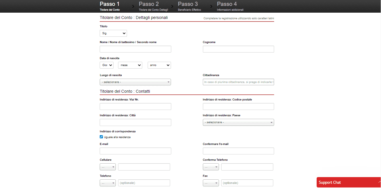 Recensione di Dukascopy - Procedura di apertura del conto